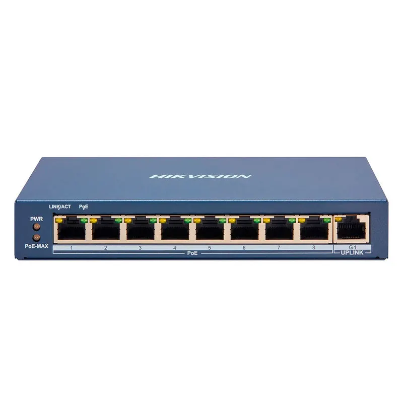 SWITCH SMART HIKVISION ADMINISTRABLE 8 PUERTOS POE 100M + 1 UP RJ45 GIGABITE